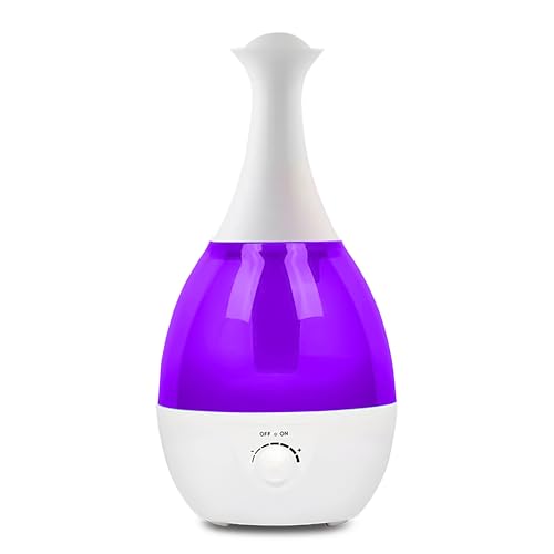 Mobigon 2.6 Litres Humidifier for Room, Cool Mist Ultrasonic Humidifier/Essential Oil Diffuser,Super Quiet 360°Nozzle,Colorful Change,Auto Shut Off&UV Light&,Lasts Up to 24 Hours (C.Purple)