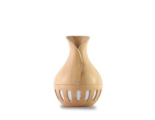 mobigon Wood Cool Mist Ultrasonic Humidifier for Room Moisture, Aroma Diffuser for Home, 200ml Essential Oil Diffuser with 7 Colorful Night Light, Auto Shut-Off, Home, Office, car (L.LightBrown)