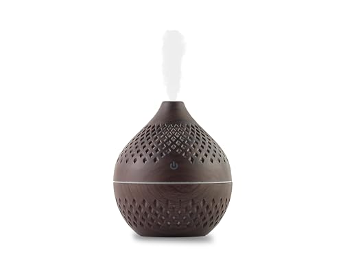 mobigon Wood Cool Mist Ultrasonic Humidifier for Room Moisture, Aroma Diffuser for Home, 200ml Essential Oil Diffuser with 7 Colorful Night Light, Auto Shut-Off, Home, Office, car (J.Dark Brown)