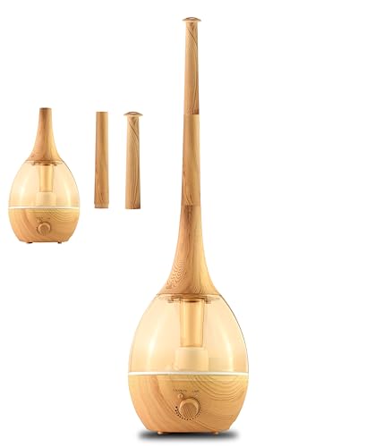 Mobigon 2.6 Litres Humidifier for Room, Cool Mist Ultrasonic Humidifier/Essential Oil Diffuser,Super Quiet 360°Nozzle,Colorful Change,Auto Shut Off&UV Light&,Lasts Up to 24 Hours (C.Light Woody)