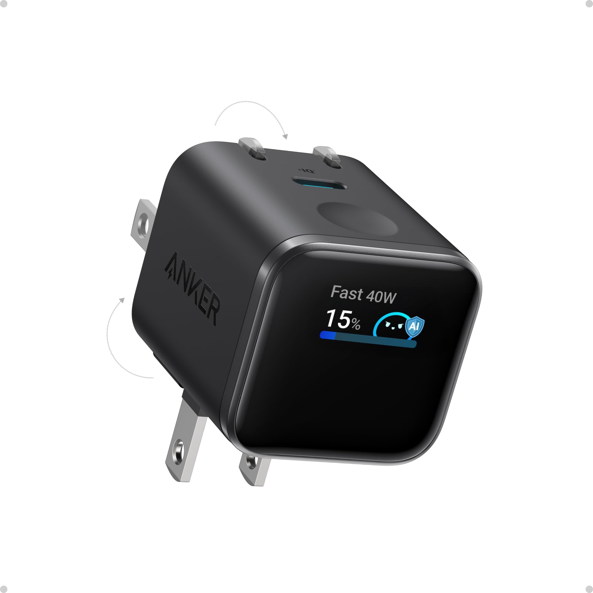 Anker Wall Charger Nano USB C, 45W Fast Charging, with 180° Foldable Plug, Smart Recognition, Built-in Care Mode, for iPhone 17/16/15 (Non-Battery,1 USB-C Port,No Cable)