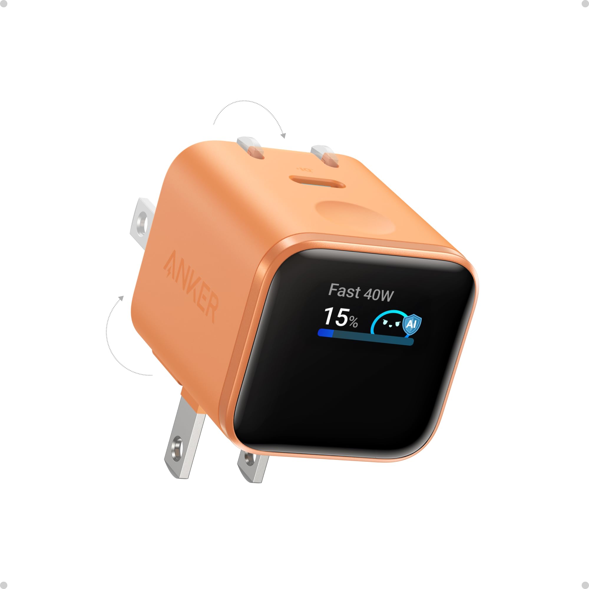 Anker Wall Charger Nano USB C, 45W Fast Charging, with 180° Foldable Plug, Smart Recognition, Built-in Care Mode, for iPhone 17/16/15 (Non-Battery,1 USB-C Port,No Cable)