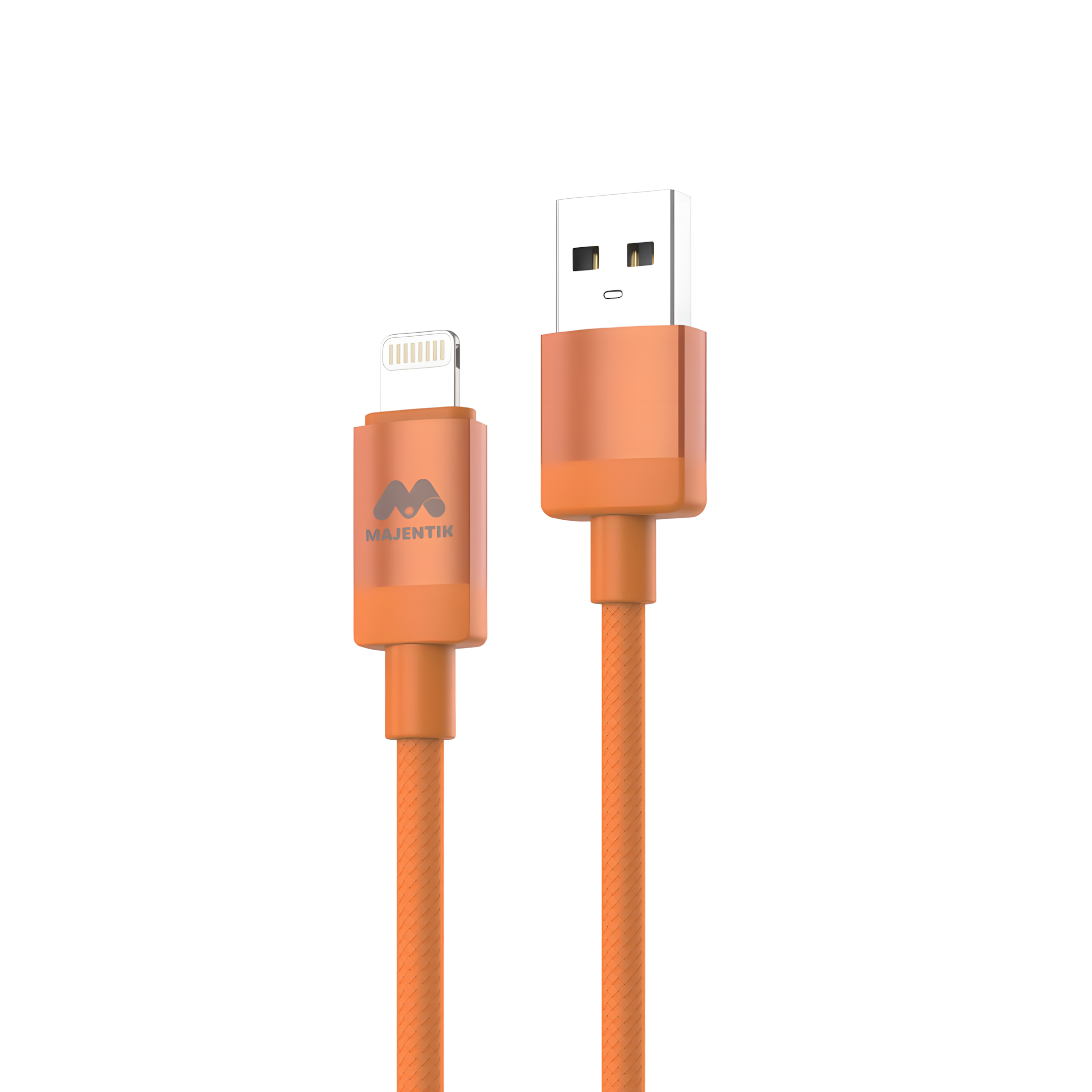 Cable Majentik CL-026i USB to Lightning Cable, 1 Meter, 2.4A Charging & Data Transfer, Flat Anti-Tangle Design - Orange