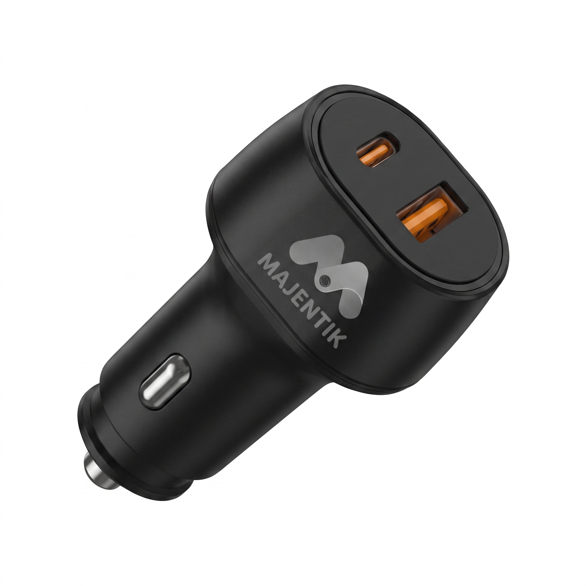 Majentik M-CC02 48W Car Charger, Dual USB-C & USB-A Fast Charging, PD3.0, PPS, QC3.0, Includes USB-A to USB-C Fast Charging Data Cable - Black