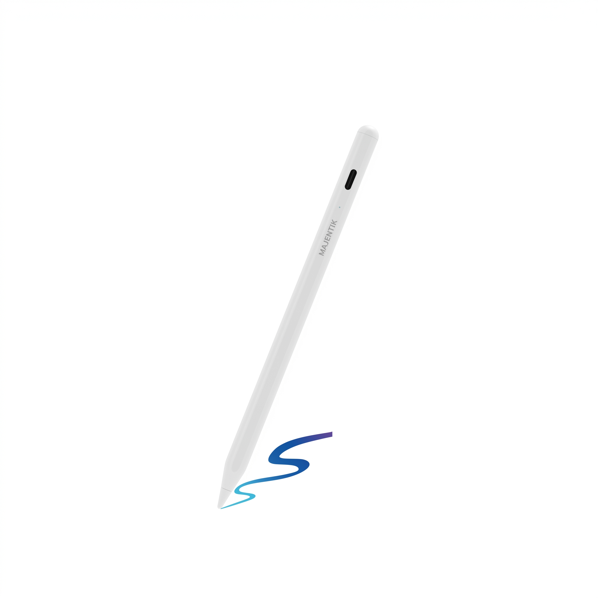 Majentik Universal Capacitive Stylus Pen MP-001 for Smartphones & Tablets, Tilt Sensitivity, Pixel-Perfect Precision, Magnetic Attachment, 10H Usage, Aluminum Alloy Body - White