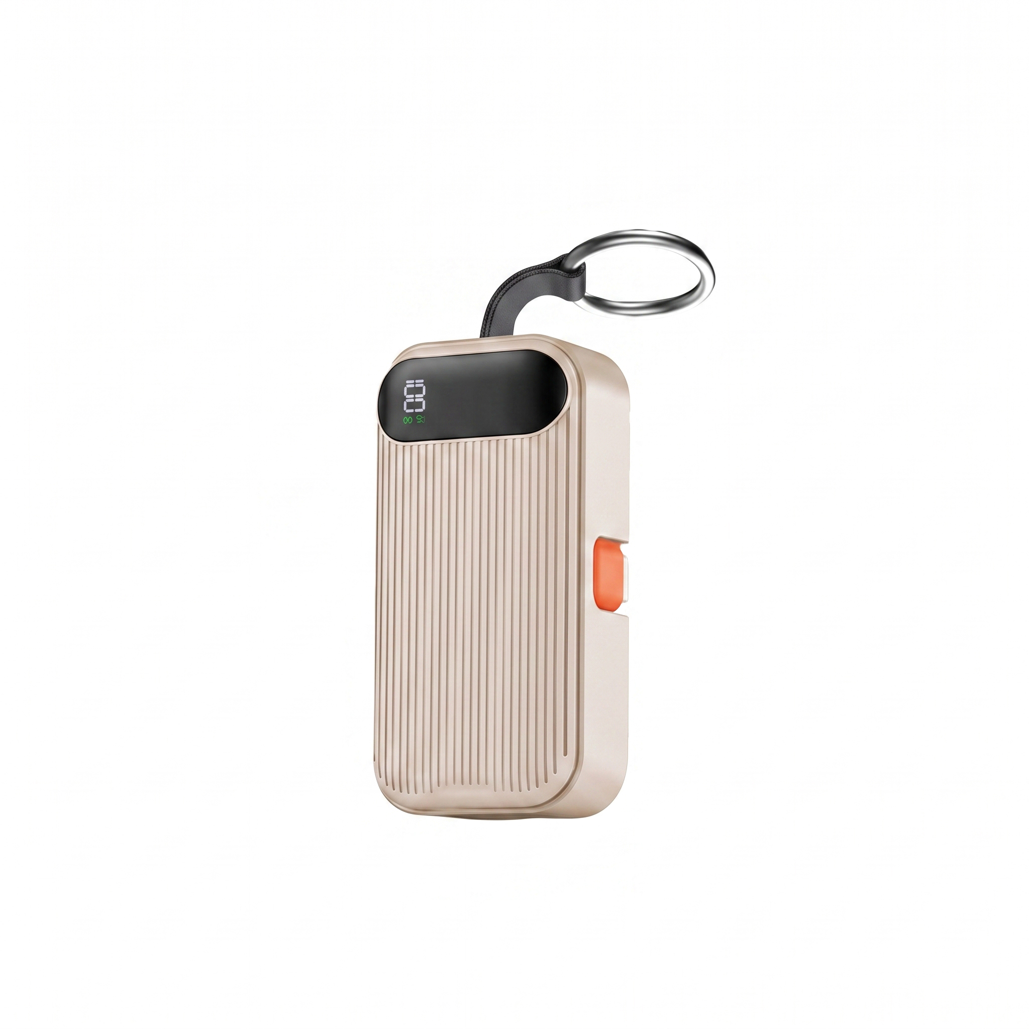 Majentik MJ-29 5000mAh Mini Power Bank with 22.5W Fast Charging, Built-in Type-C & Lightning Cables, Smart Digital Display, PD & QC 3.0, Compact Keyring Design - Titanium