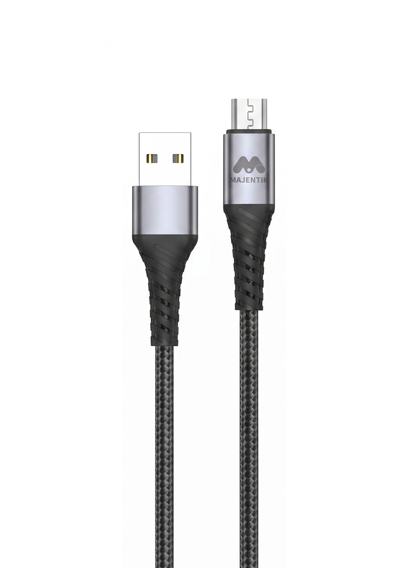 Cable Majentik CL011-V USB to Micro USB Fast Charging, 30W, 3A, 1 Meter Fabric Braided Cable with Metal Connectors - Black