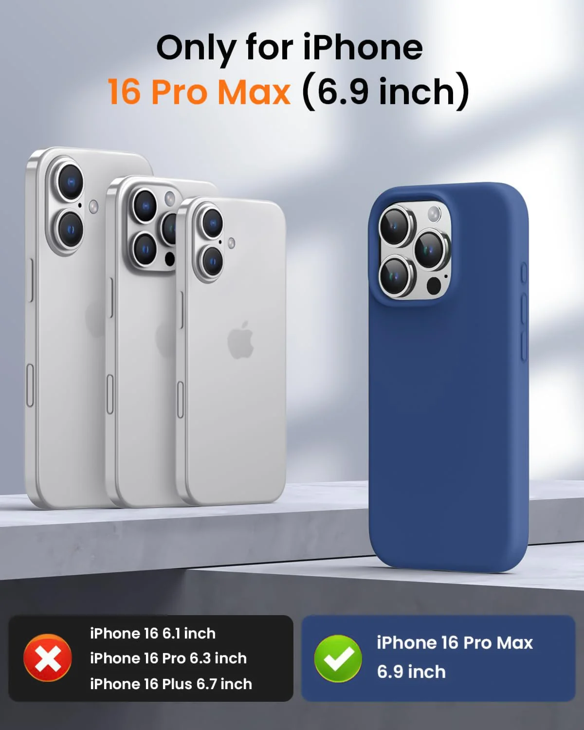 DL3 Mobilak Liquid Silicone Protective Case with Soft Microfiber Lining for iPhone 16 Pro Max - Royal Blue