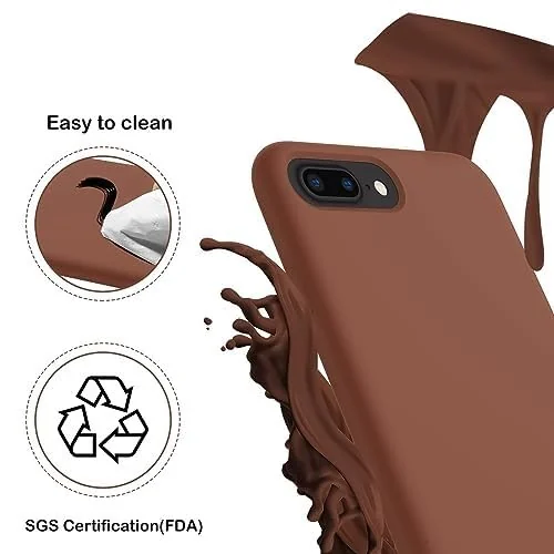 DL3 Mobilak Compatible with iPhone 6 Plus / 6S Plus Case, Liquid Silicone Case, Full Body Protective Cover, Shockproof, Slim Phone Case, Anti-Scratch Soft Microfiber Lining - Brown