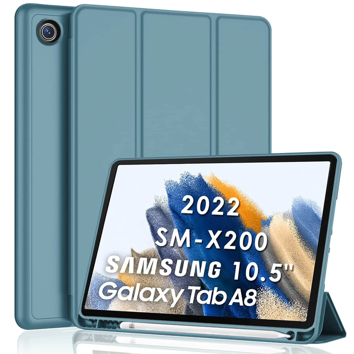 DL3 Mobilak Smart Case for Samsung Galaxy Tab A8 10.5 Inch 2021(-X200/-X205/-X207) with Pencil Holder, Soft TPU Smart Stand Back Cover Auto Wake/Sleep Feature - Green