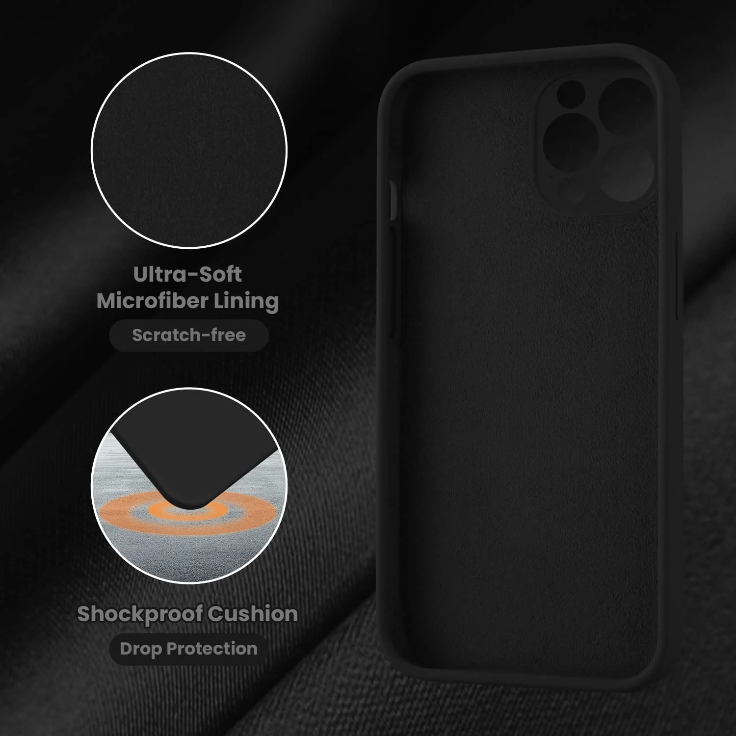 DL3 Mobilak Liquid Silicone Case for iPhone 11 Pro (5.8 Inch), Camera protection, Anti-fingerprint finish - Black