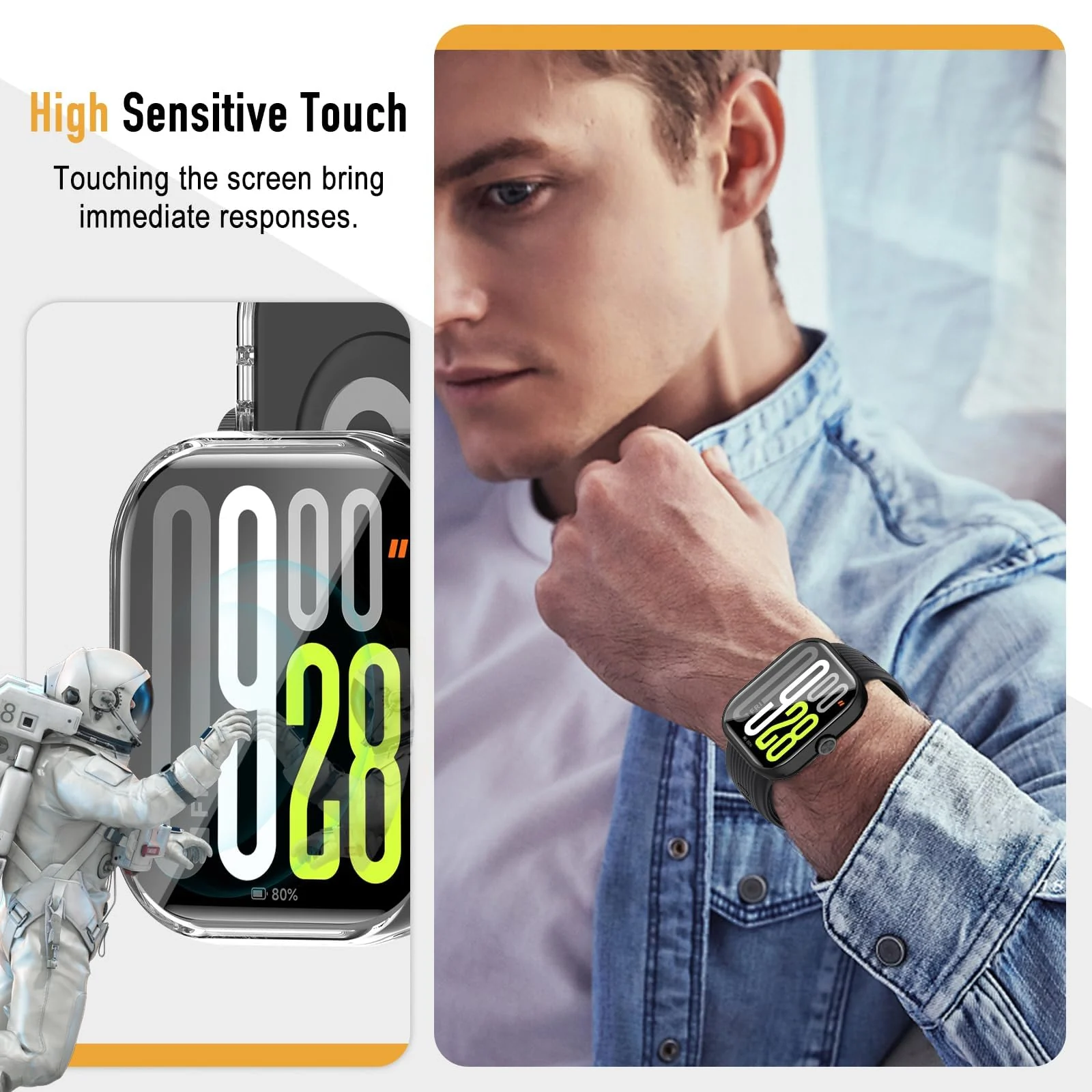 DL3 Mobilak Case Compatible with Xiaomi Redmi Watch 5 Case All-Around with Built-in Screen Protector Watch Soft TPU Shockproof Cover Slim Guard Thin Bumper Shell Protector For Redmi Watch5 - Clear