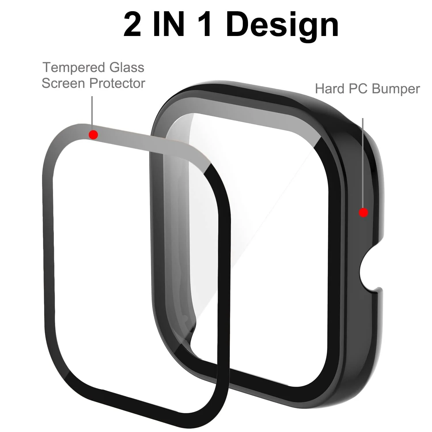 DL3 Mobilak Protective Case Compatible with Amazfit GTS 2 Mini 9H Hardness PC Case Bumper Full Slim Protective Cover with Tempered Glass For Amazfit GTS2 Mini - Black