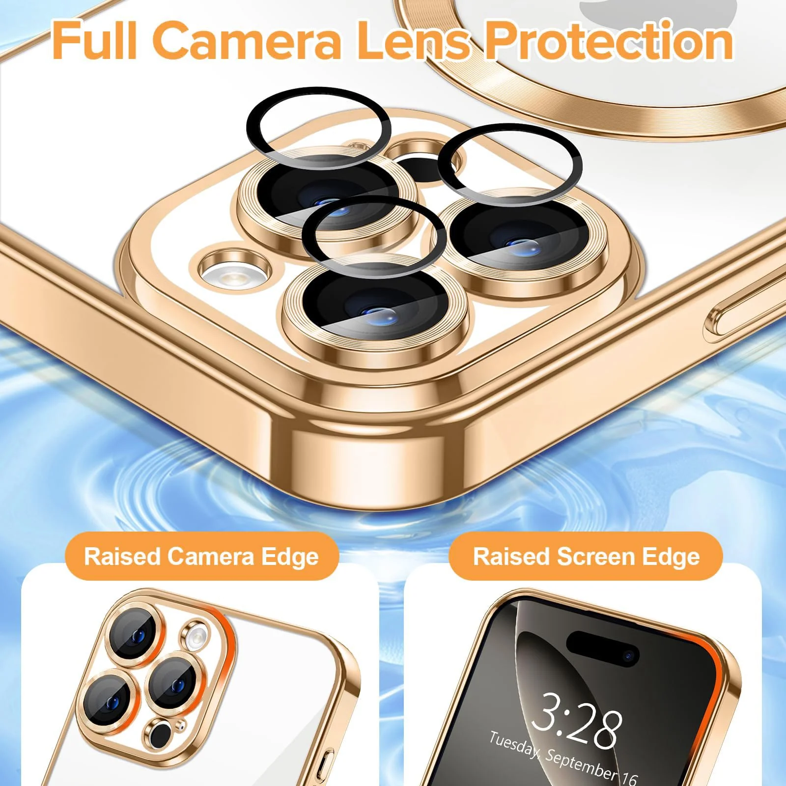 DL3 Mobilak Plated-Edge TPU Protective Case with Camera Protection for iPhone 16 Pro - Gold