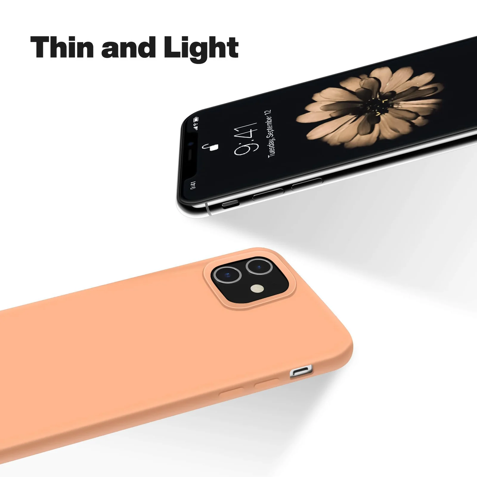 DL3 Mobilak Liquid Silicone Protective Case for iPhone 11 (6.1 Inch) with Camera Protection and Microfiber Lining - Light Orange