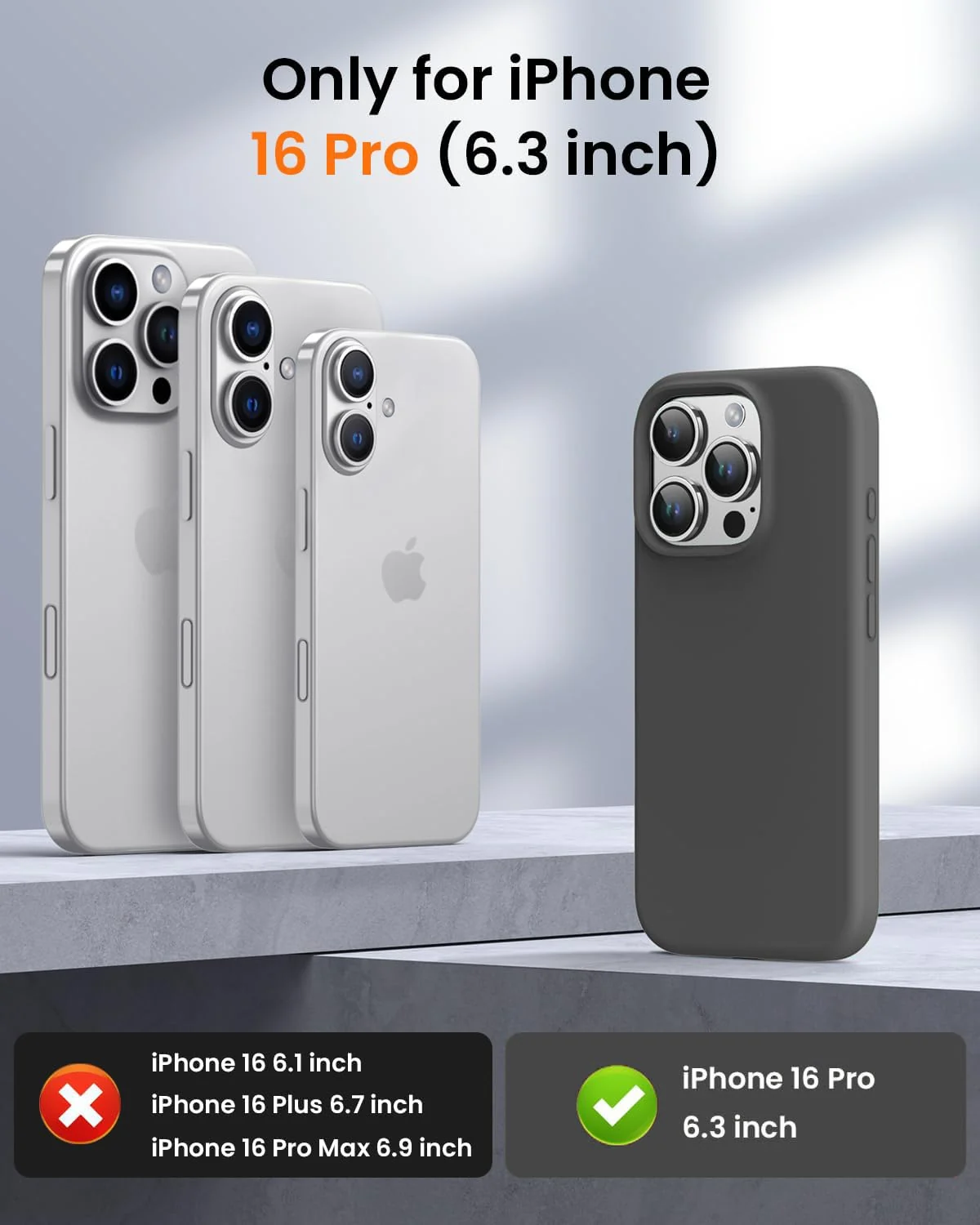 DL3 Mobilak Liquid Silicone Case for iPhone 16 Pro Max 6.9-inch, Supports wireless charging, Shock-absorbing protection, Scratch-resistant surface - A. Dark Gray