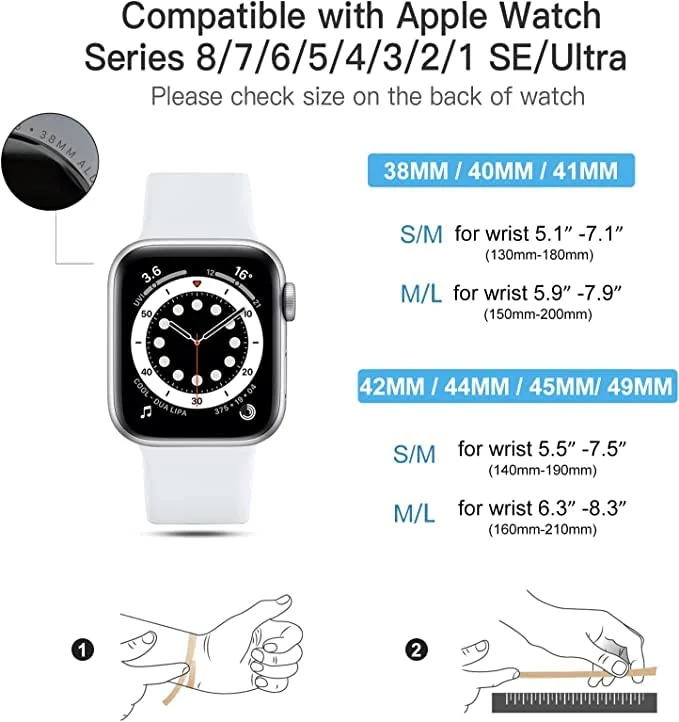DL3 Mobilak Bands Compatible with Apple Watch Ultra 49mm 45mm 44mm 42mm 41mm 40mm 38mm, Replacement Soft Silicone Strap for iWatch Ultra/Ultra 2 Series 9/8/7/6/5/4/3/2/1 SE (38MM/40MM/41MM) - White