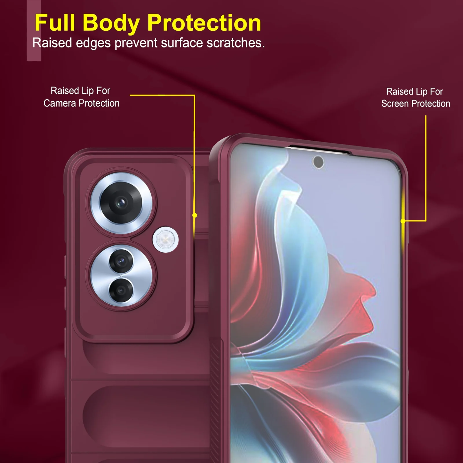 DL3 Mobilak Soft Silicone Protective Case for OPPO Reno 11F 5G with Camera Protection and Shockproof Design - Plum