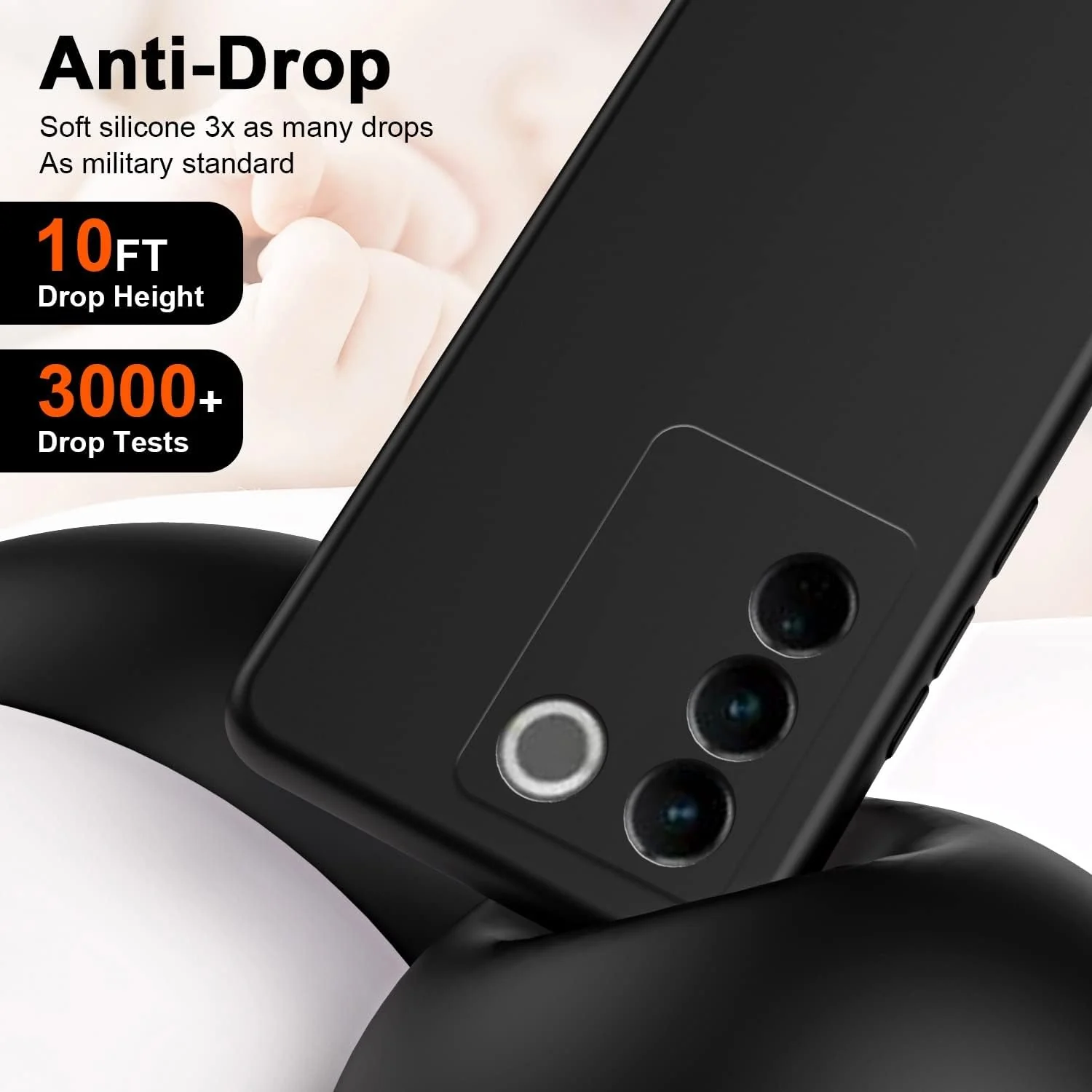 DL3 Mobilak Liquid Silicone Protective Case for vivo V27e / vivo S16e with Microfiber Lining and Shockproof Design - Black