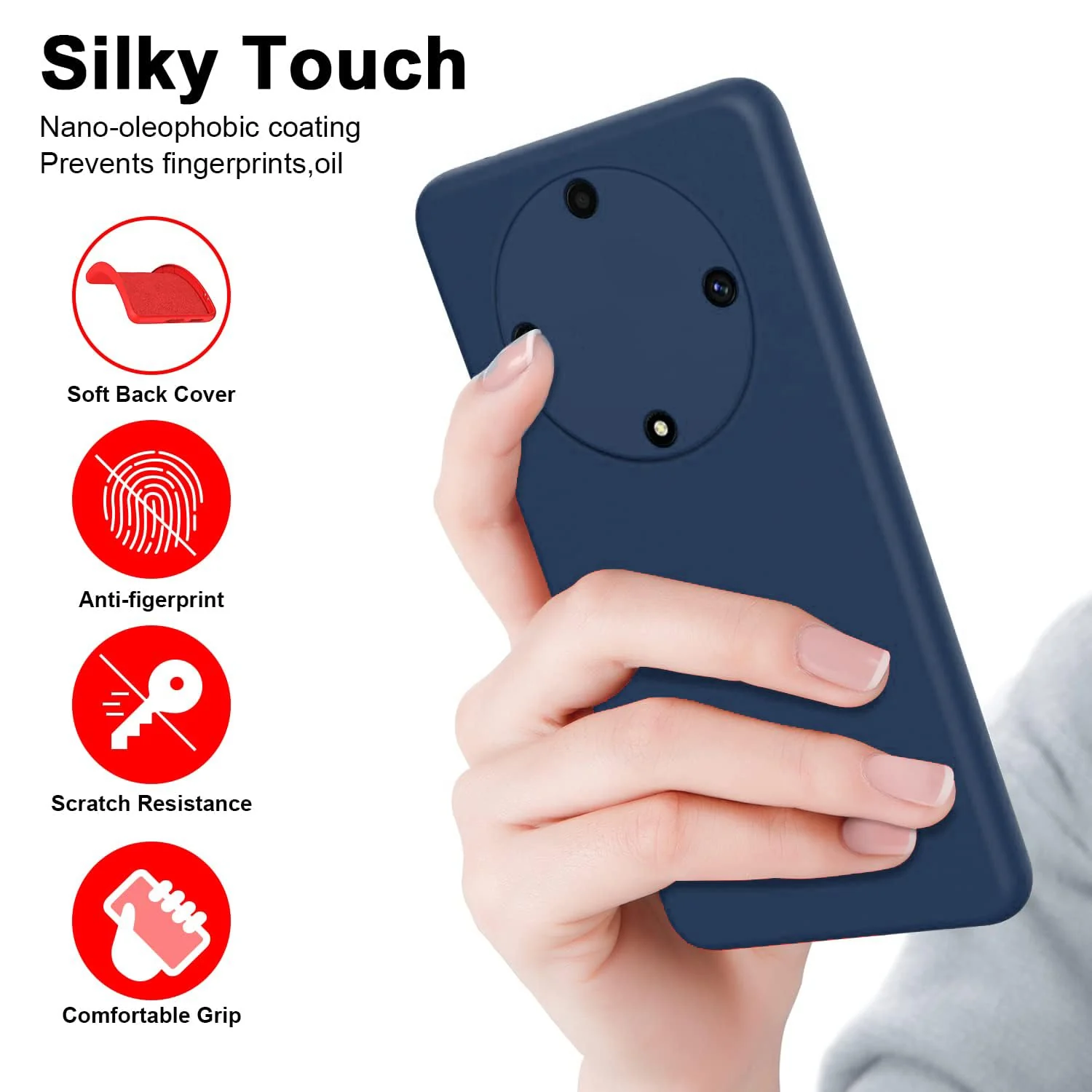 DL3 Mobilak Soft Silicone Protective Case for Honor X9b with Microfiber Lining and Shockproof Design - Dark Blue