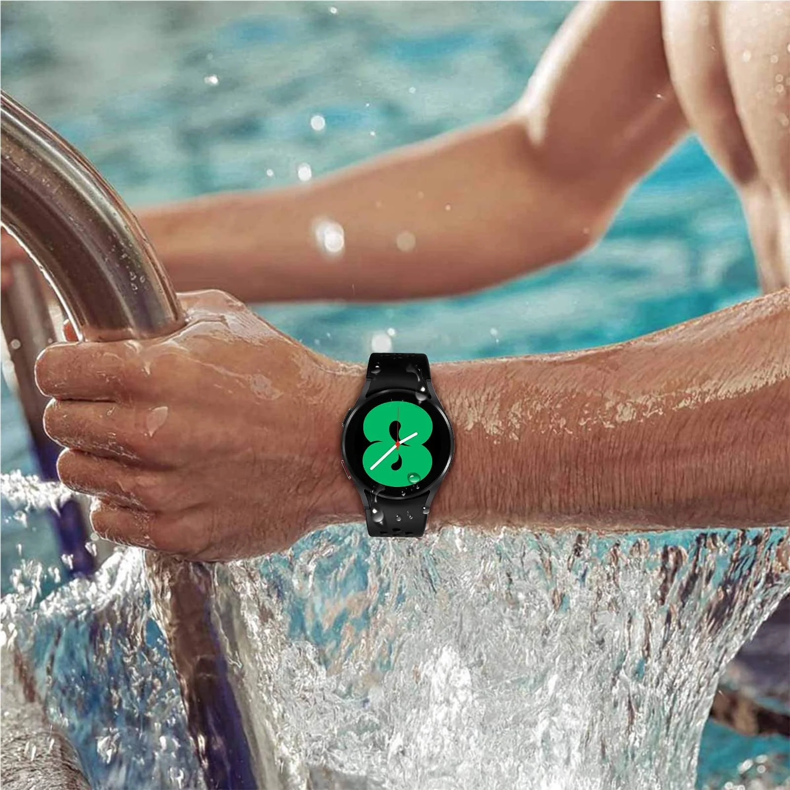 DL3 Mobilak Silicone Sport Band 20MM Strap For Samsung Galaxy Watch 7 6 5 4 40mm 44mm/5 Pro 45mm/S2 classic/active 2 40mm 44mm/Amazfi GTS 2/2e/GTS 3/3 Pro/GTS 4/GTS 2 Mini/3 Mini/4 Mini/Bip3/Bip 3 Pro - Black
