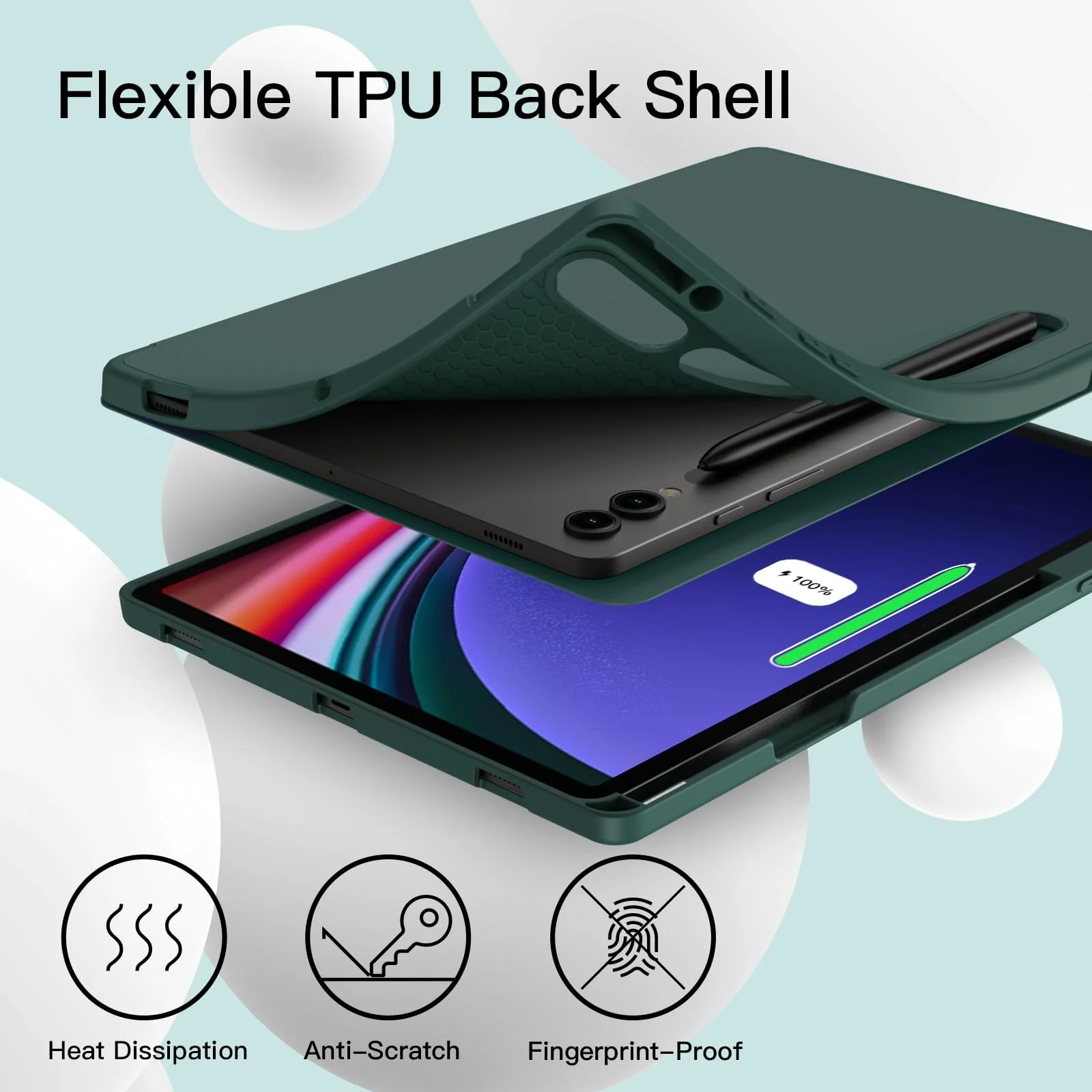DL3 Mobilak Case for Samsung Galaxy Tab S9+ Plus/Galaxy Tab S9 FE+ Plus 12.4 Inch 2023 with S Pen Holder, Soft TPU Tri-Fold Stand Protective Tablet Cover, Auto Wake/Sleep - Green