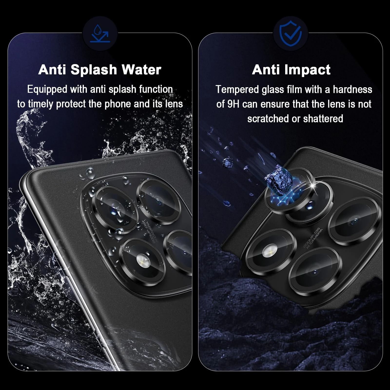 DL3 Mobilak Camera Lens Protector for Xiaomi Redmi Note 14 Pro 4G Accessories, 9H Tempered Glass Metal Individual Ring Camera Cover Screen Protector, Case Friendly, Anti Scratch - Black
