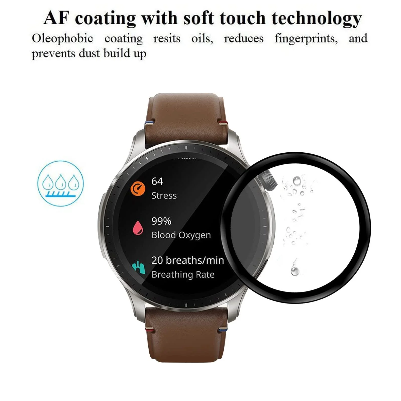 DL3 Mobilak Screen Protector For Amazfit GTR 4, 3D Curved Soft Edge Protective Film [Anti-Scratch] [Bubble Free] [Ultra Shatterproof] [High Sensitive] (Not Glass) - Black