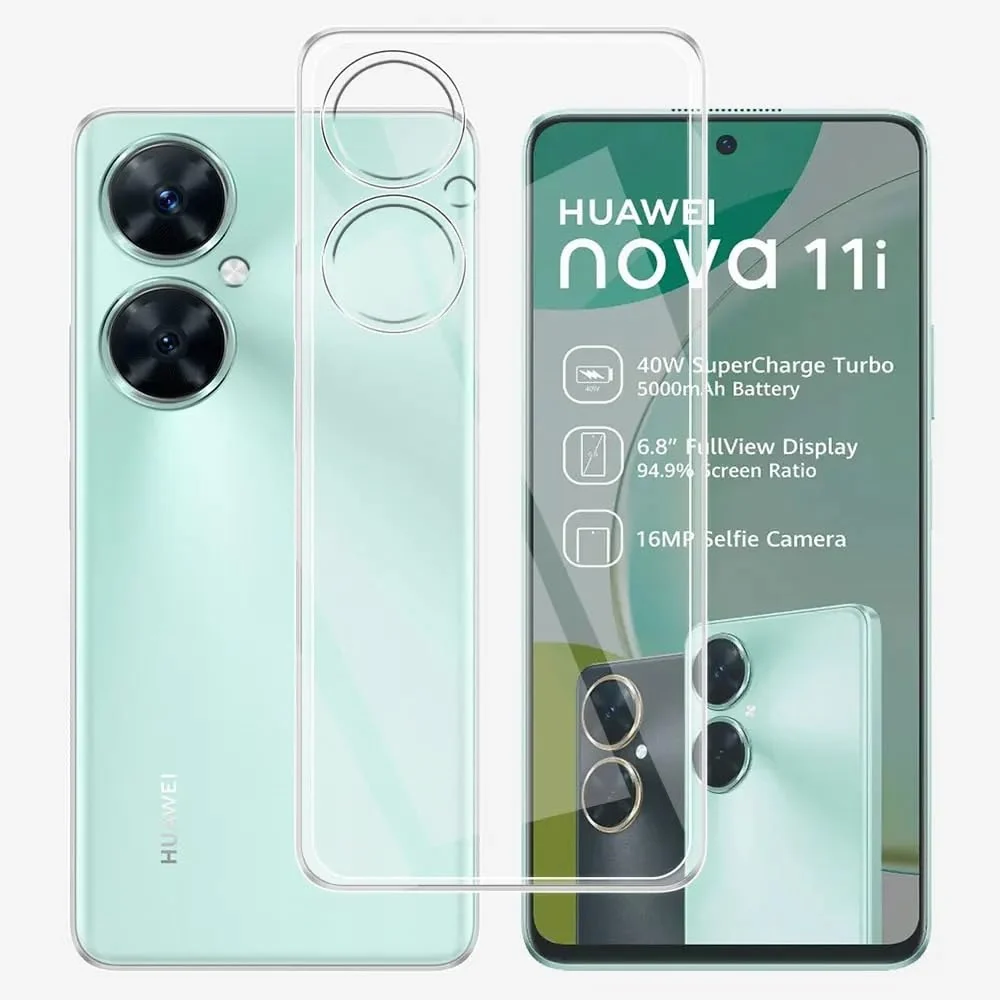 DL3 Mobilak Case Compatible with Huawei NOVA 11i / Enjoy 60 Pro Case Crystal Soft TPU Gel Case Flexible Silicone Anti-Scratch Camera Protection TPU Cover - Clear