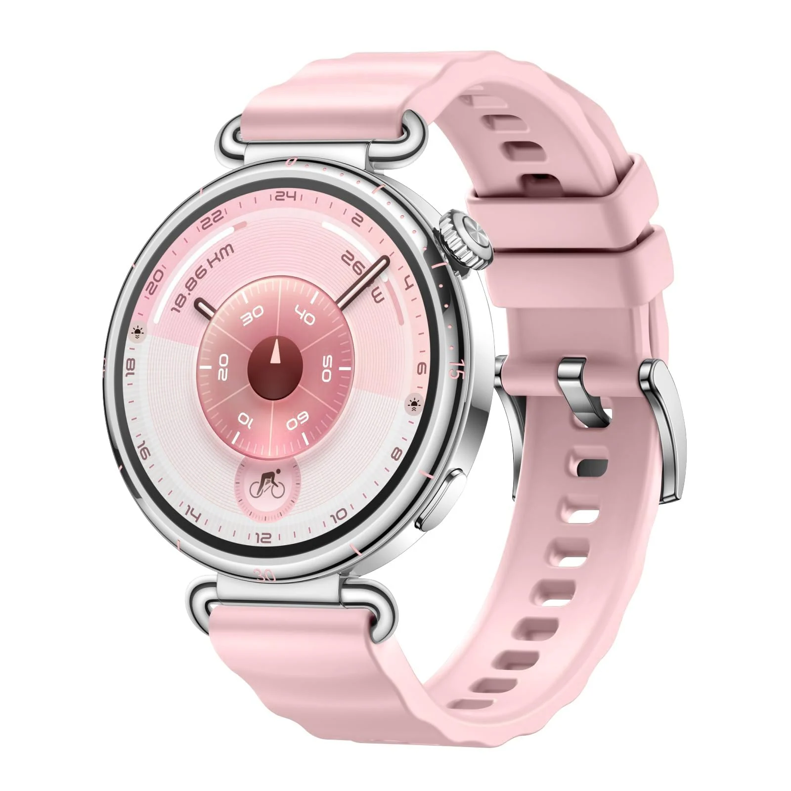 DL3 Mobilak 18mm Silicone Strap Compatible with Huawei Watch GT 6 41mm/GT 5 Pro 42 mm/GT5 41mm/GT4 41 mm/Huawei Watch 5 42mm, 18 mm Silicone Sport Replacement Band for Venu 2S/3S/Vivomove 3S/4S - Pink