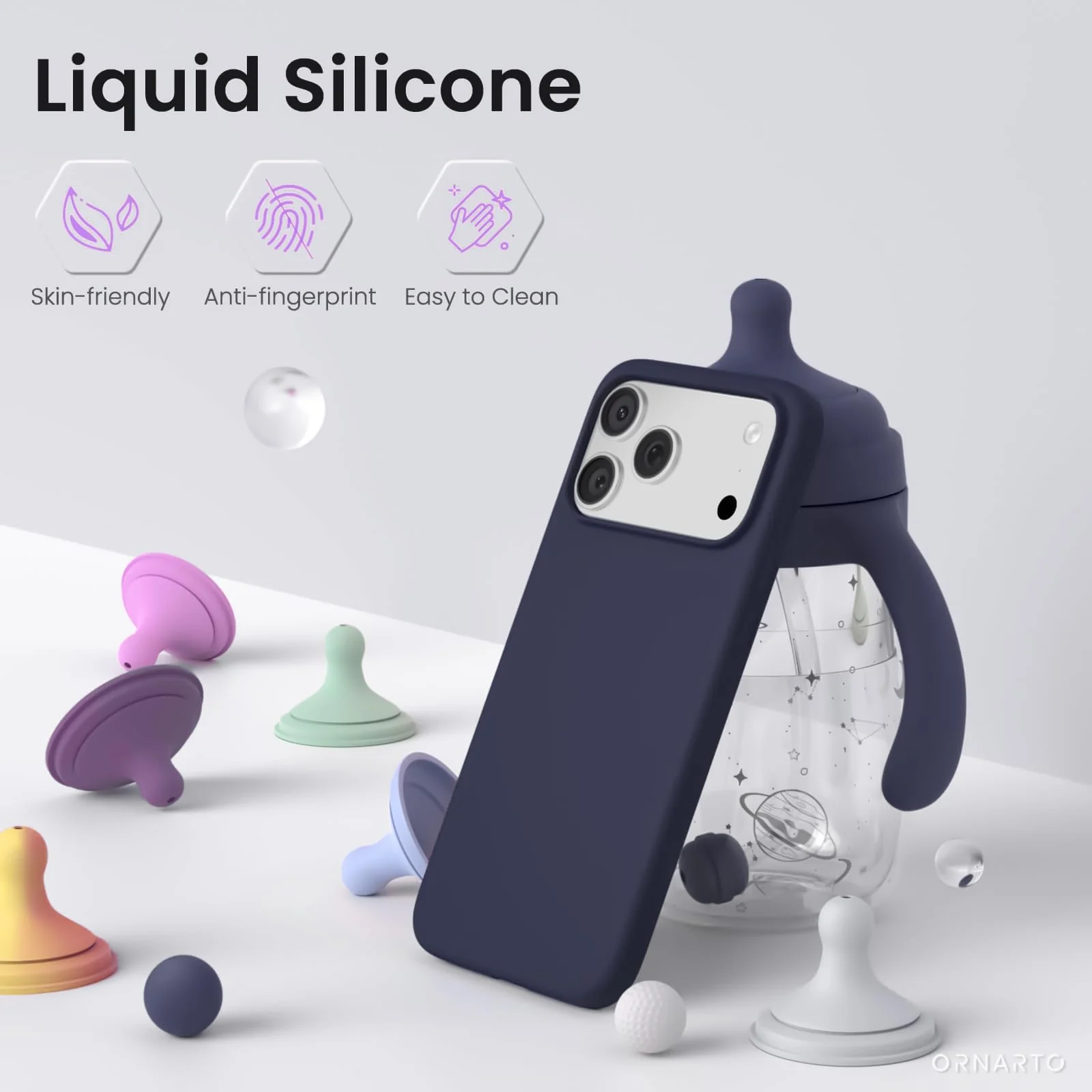 DL3 Mobilak Compatible with iPhone 17 Pro Max 6.9-Inch Case, Premium Liquid Silicone Case, Full Body Protective Cover, Shockproof, Slim Phone Case, Anti-Scratch Soft Microfiber Lining - Dark Blue