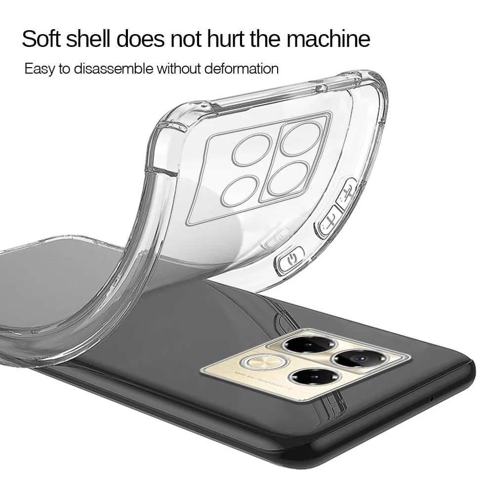 DL3 Mobilak Case Compatible with Infinix Note 40 4G, Cover Silicone Transparent TPU Gorilla Anti-shock Protector Camera Shockproof Corners - Clear