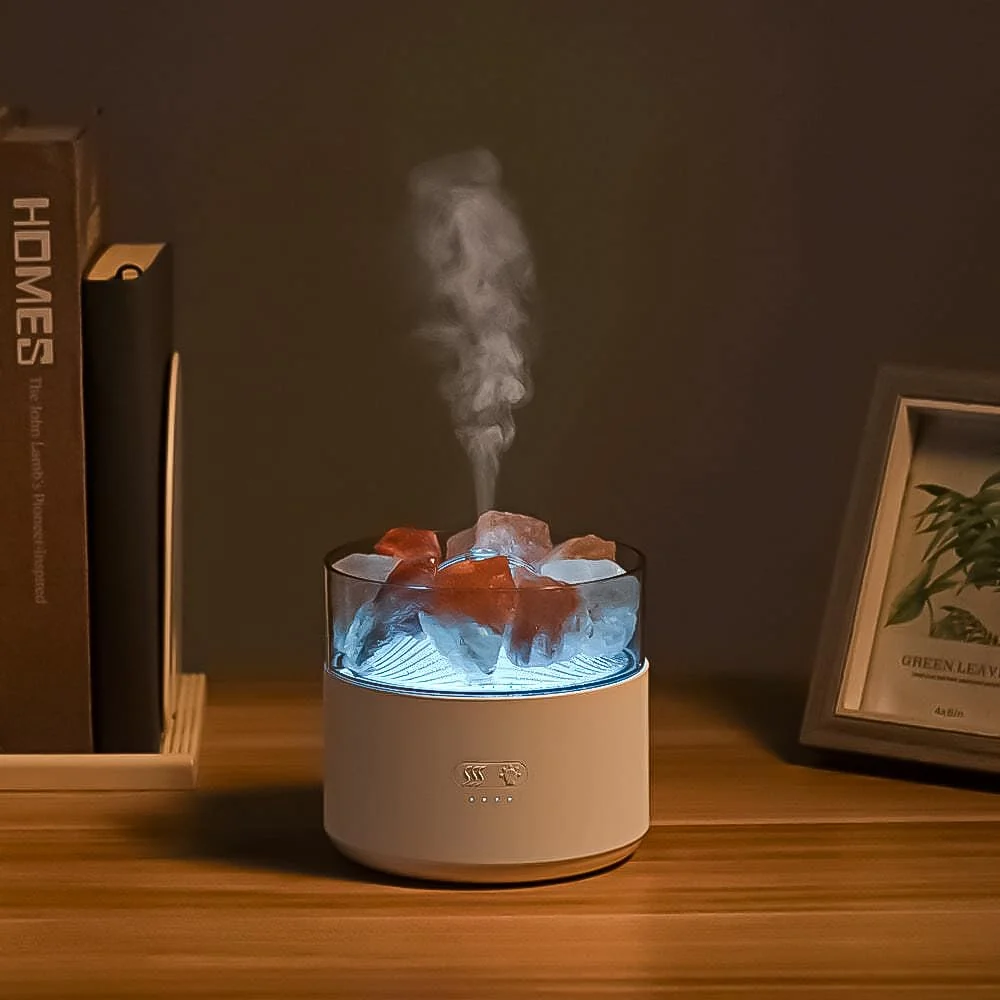 DL3 Mobilak Ultrasonic Salt Stone Aromatherapy Diffuser, 200ML Cool Mist Humidifier Essential Oil Diffuser Aroma Oils Diffuser Humidifier with Colorful Light for Office / Living Room / - White