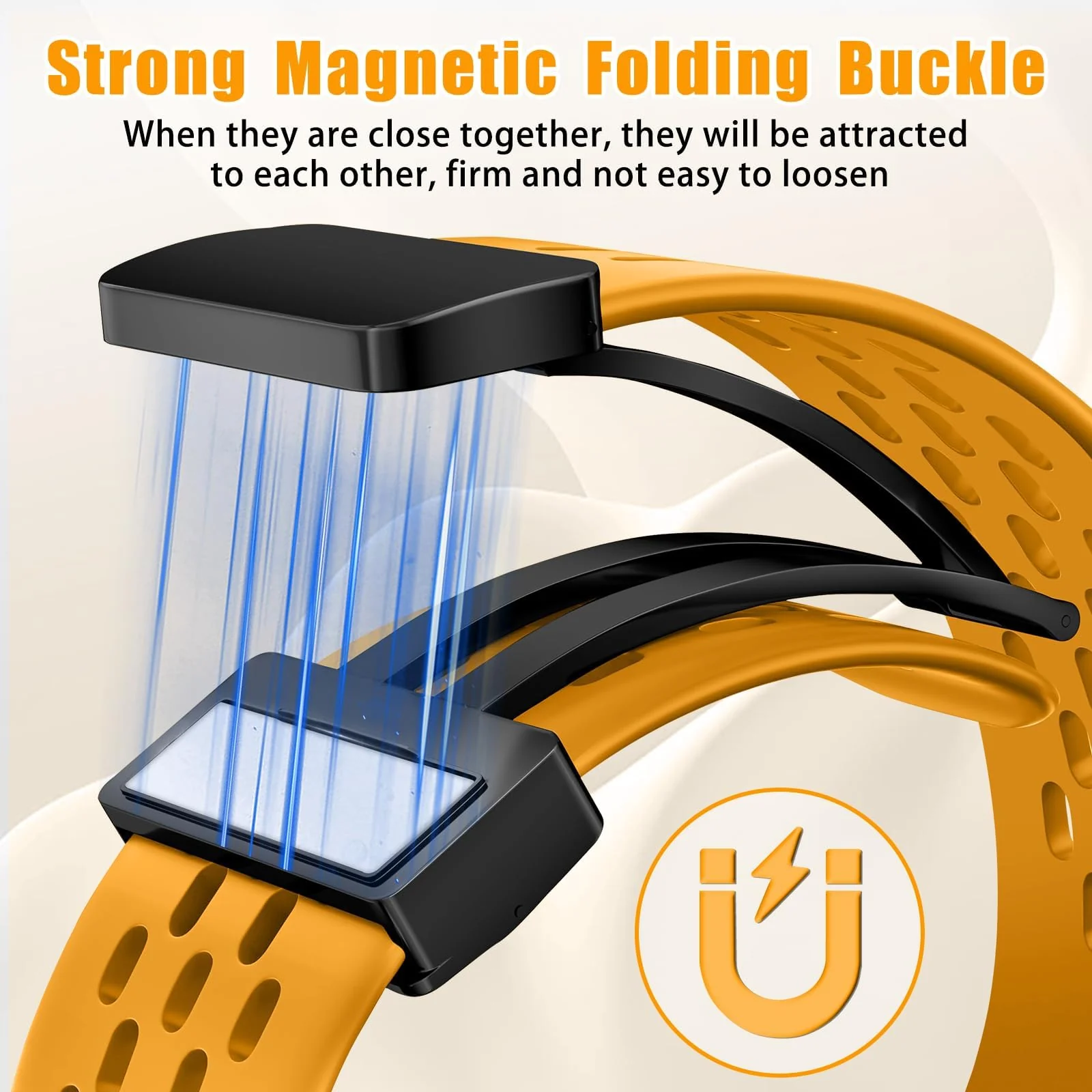 DL3 Mobilak 18mm Silicone Strap For Huawei Watch GT 6 41mm/GT 5 Pro 42 mm/GT 5 41mm/GT4 41 mm/Watch 5 42mm Magnetic Metal Buckle Sport Silicone Breathable Strap, Band Soft Replacment Wristband - Orange