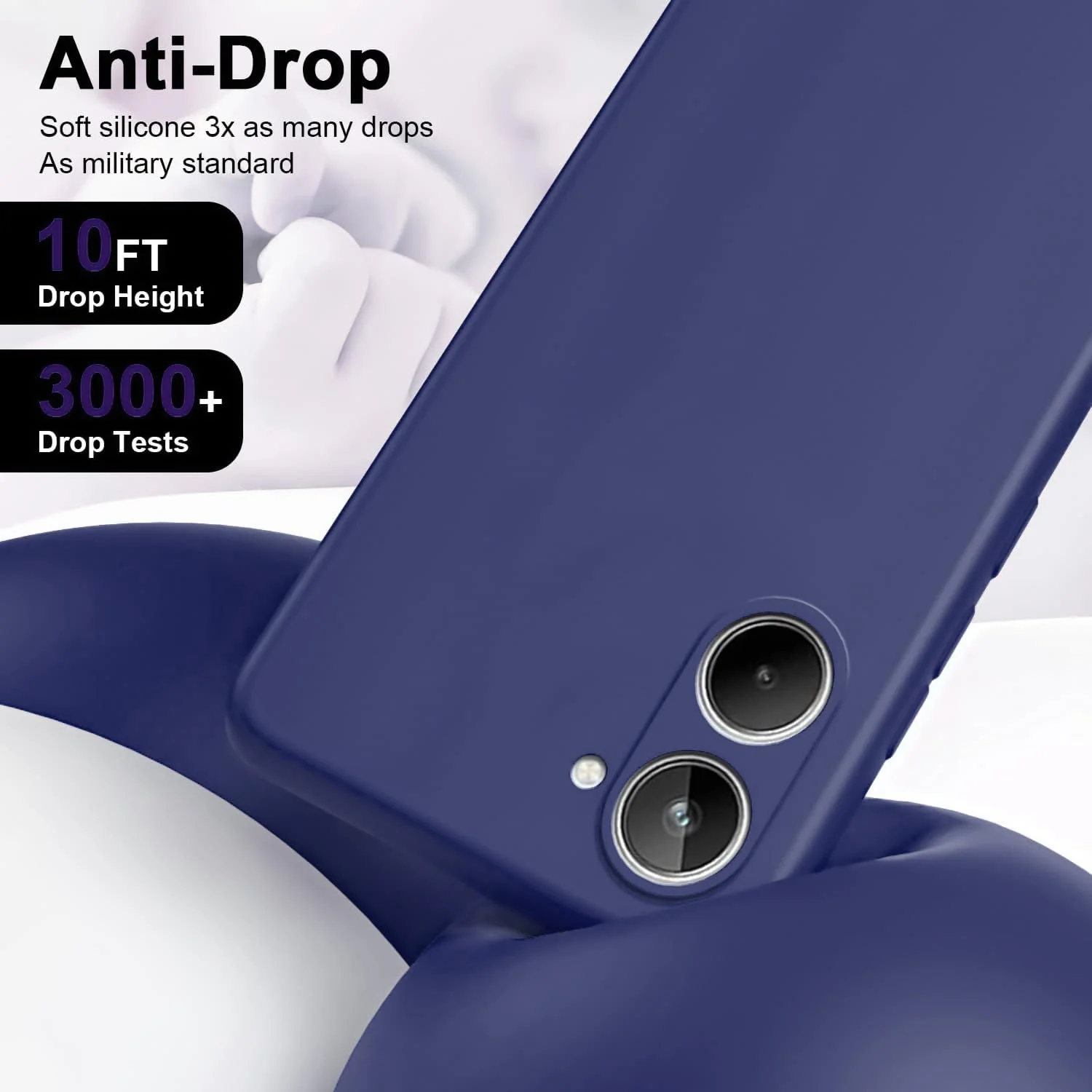 DL3 Mobilak Liquid Silicone Protective Case for realme 10 4G with Microfiber Lining and Shockproof Design - Blue 2