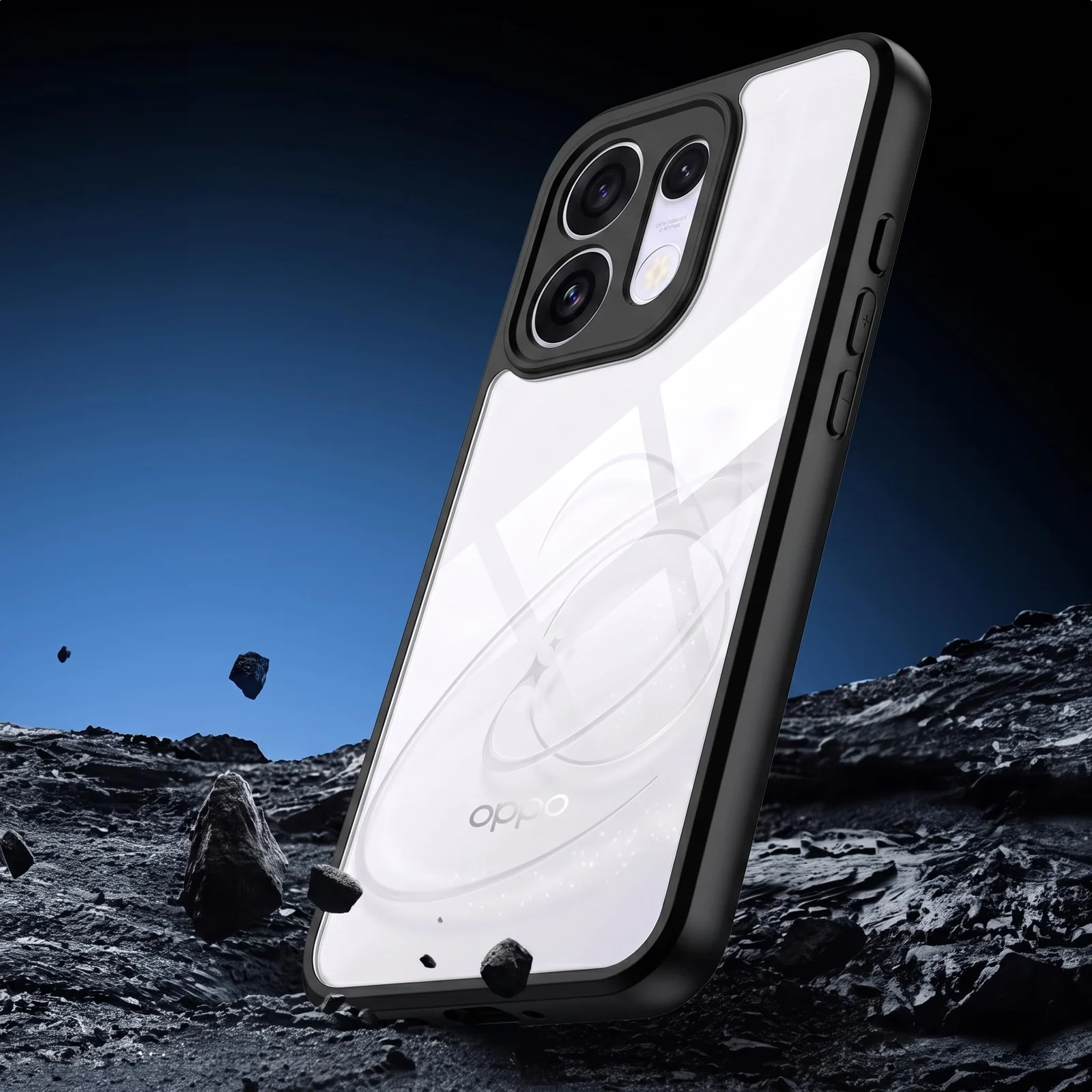 DL3 MOBILAK Clear Three-Layer Protective Phone Case for OPPO Reno 16 5G and Reno 16 Pro 5G - Black