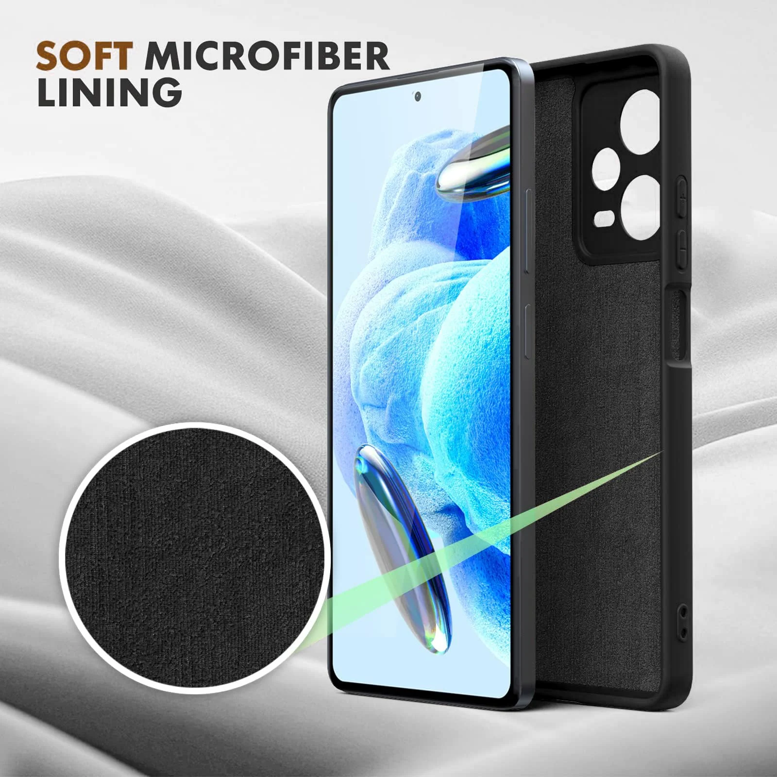 DL3 Mobilak Liquid Silicone Case for Xiaomi Redmi Note 12 Pro + Plus 5G, Not compatible with MagSafe, Supports wireless charging, Camera protection - Black