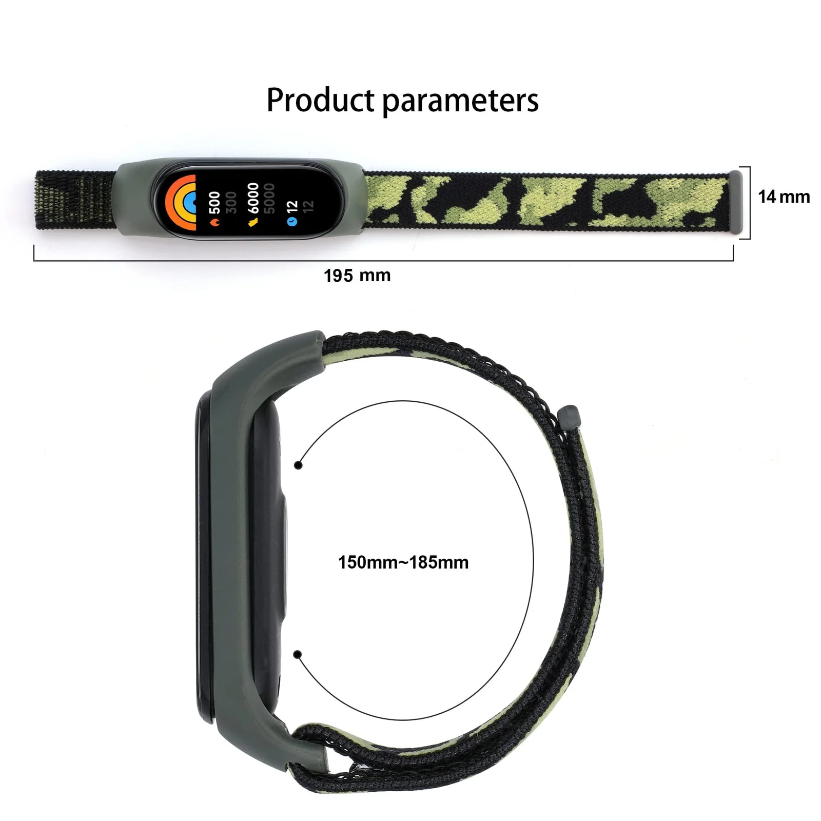 DL3 Mobilak Nylon Band for Xiaomi Mi Band 7/Mi Band 6/Mi Band 5/Mi Band 4/Mi Band 3, Bracelet Nylon Watch Strap Adjustable Sport Replacement Strap for Men Women - Camouflage Mint