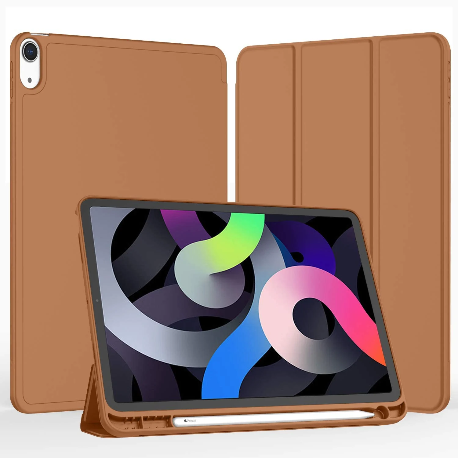 DL3 Mobilak Smart Case For iPad Pro 11 Inch 2018 (1st Generation 2018 Model Year) with Pencil Holder, Soft TPU Smart Stand Back Cover Auto Wake/Sleep Feature - Brown