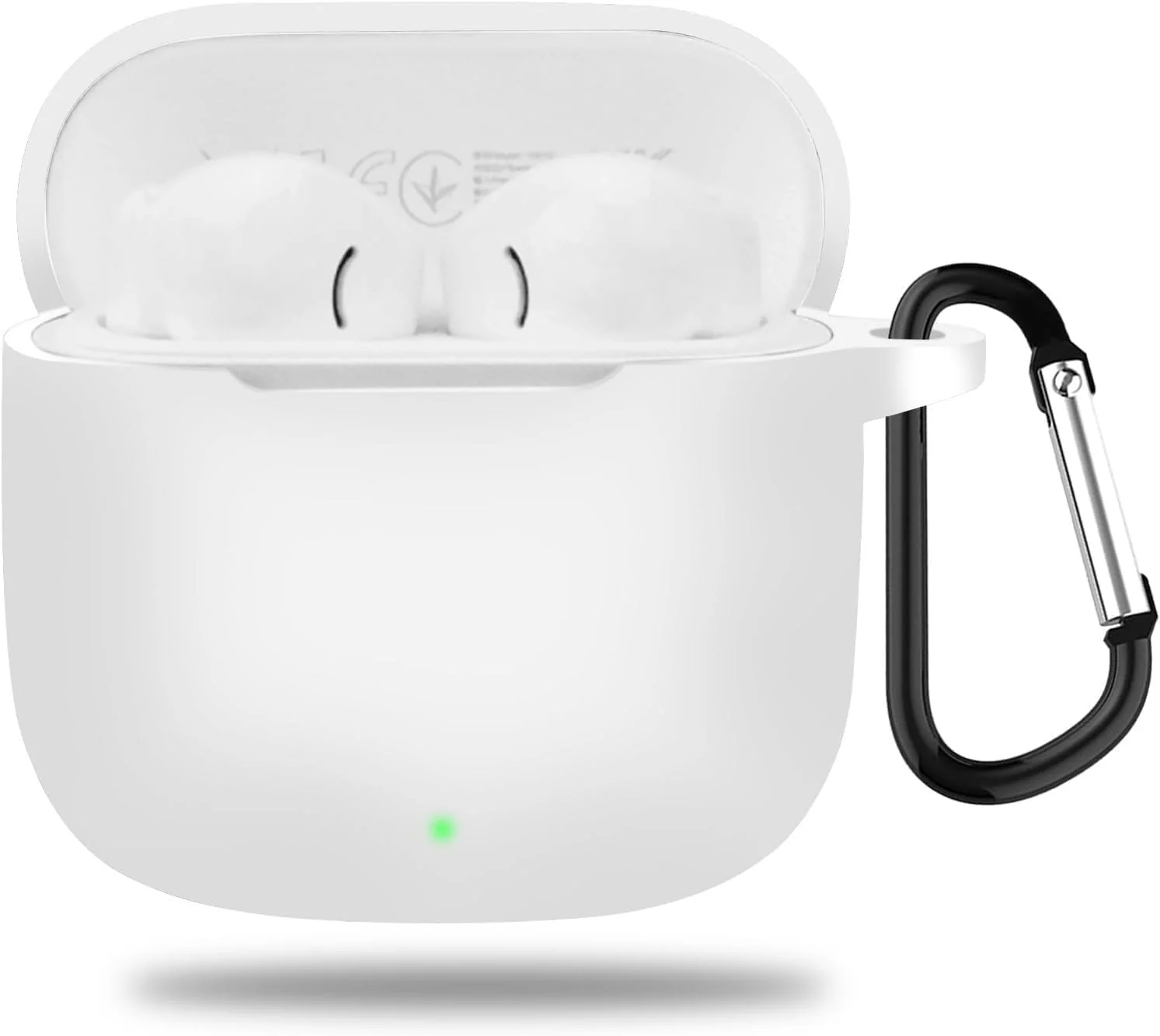 DL3 Mobilak Compatible with OPPO Enco Buds 3 Case Cover, Soft Silicone Shockproof Protective Case Wireless Earbuds with Carabiner, Front LED Visible