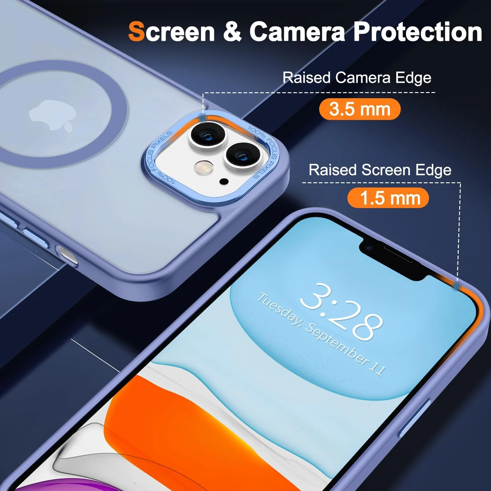 DL3 Mobilak Wallet Case with Card Slot for iPhone 11 with Ring Holder and Magnetic Car-Mount Support - Baby Blue