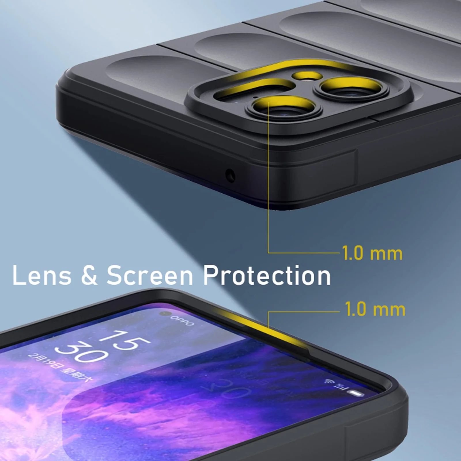 DL3 Mobilak Flexible Silicone and TPU Protective Case with Camera Protection for OPPO Find X5 Pro - Dark Gray