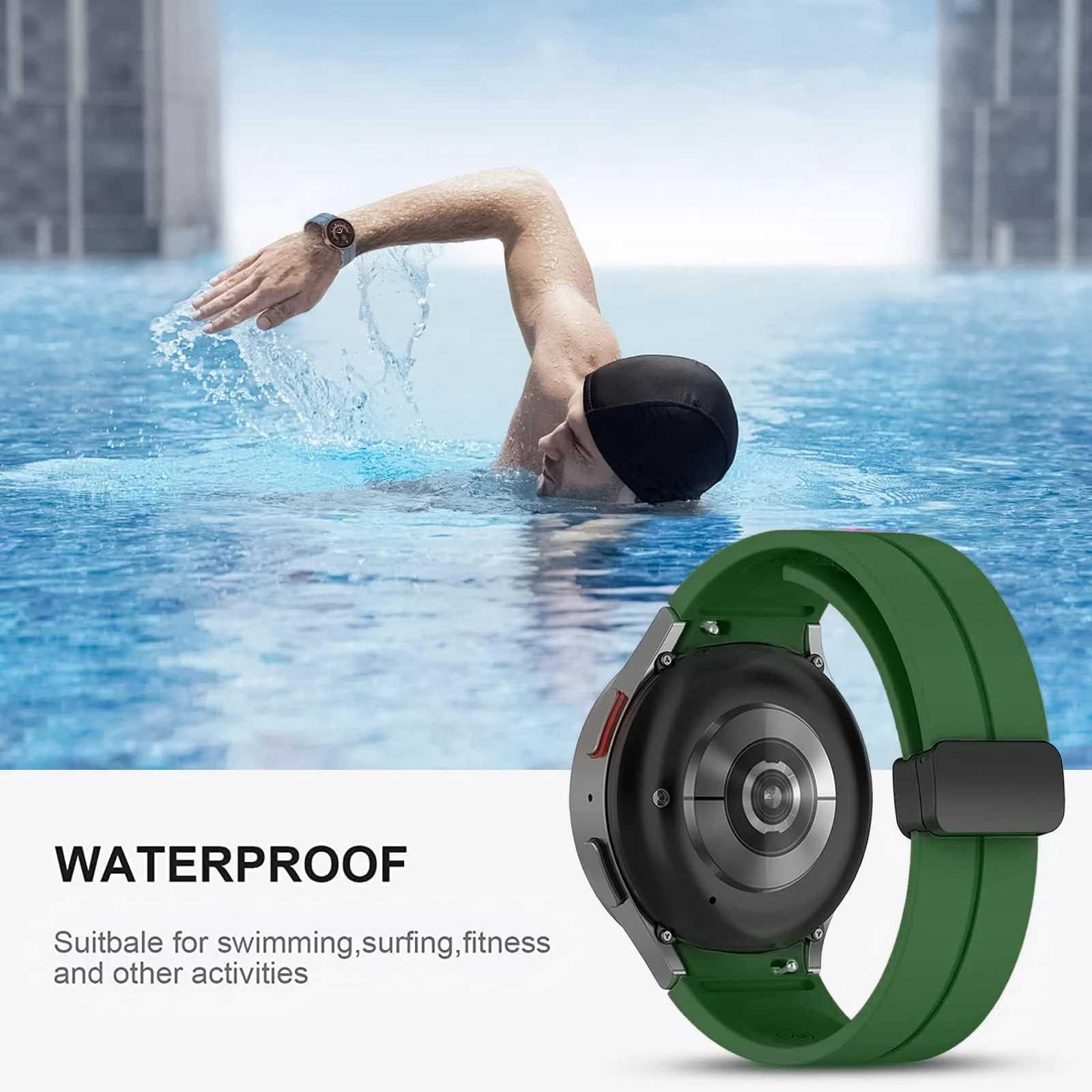 DL3 MOBILAK Magnetic Compatible with Samsung Galaxy Watch 6/5/4 Band 40mm 44mm/Galaxy Watch 6 Classic Bands 47mm 43mm/watch 4 Classic 46mm 42mm - Green