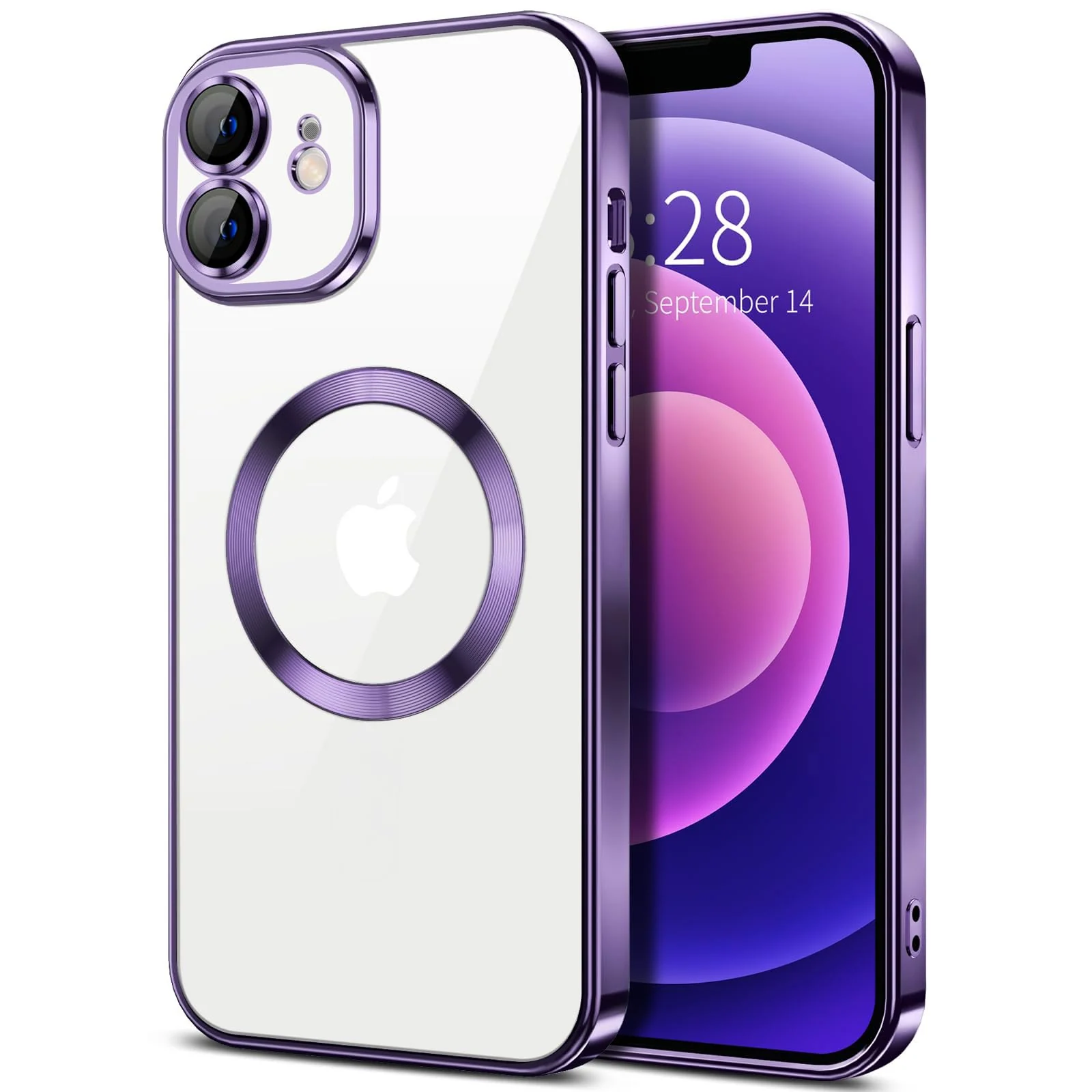 DL3 MOBILAK MagSafe Phone Case with Camera Lens Protector for Apple iPhone 12, Deep Purple