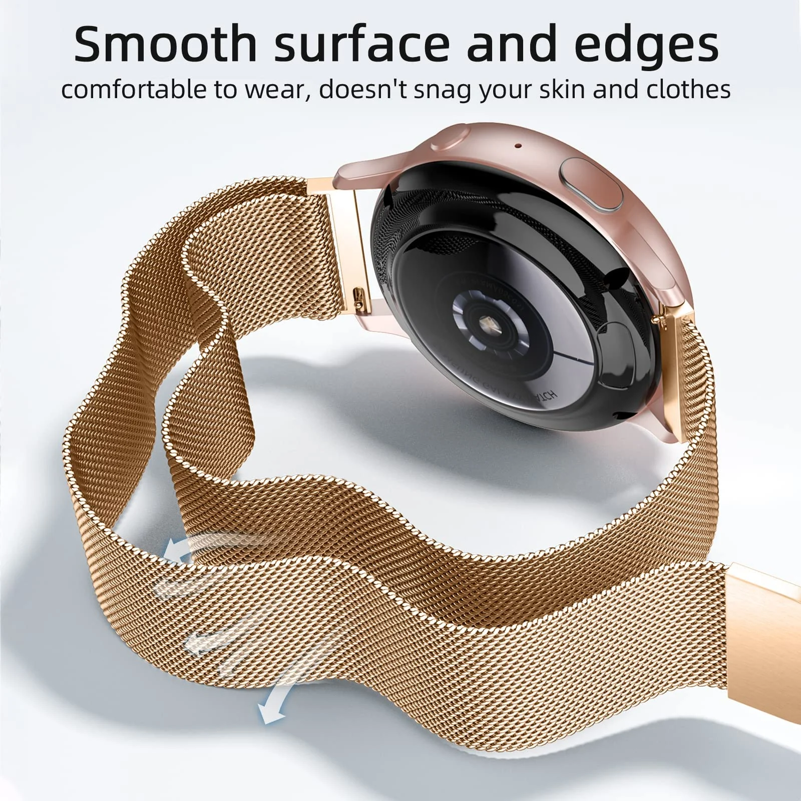 DL3 Mobilak Band stainless steel Magnetic 22MM Strap For Samsung Galaxy Watch 3 45mm/Watch 46mm/Gear S3/Huawei watch GT4 GT3 46MM/Watch 3&4/3&4 Pro/GT2E/GT2 Pro/GT GT2 46MM/Amazfit GTR 2/2e/3/4/3 Pro - Rose Gold