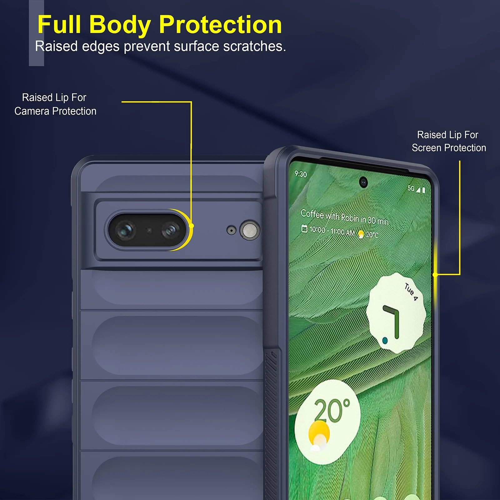 DL3 Mobilak Flexible Silicone and TPU Protective Case with Camera Protection for Google Pixel 7 - Blue