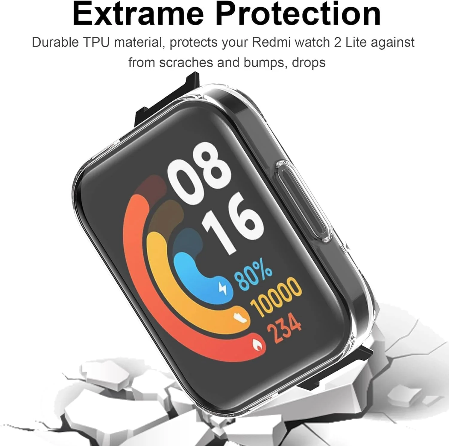 DL3 Mobilak Case Compatible with Xiaomi Mi Watch Lite Case All-Around Screen Protector Watch Soft TPU Shockproof Cover Slim Guard Thin Bumper Shell Protector - Clear