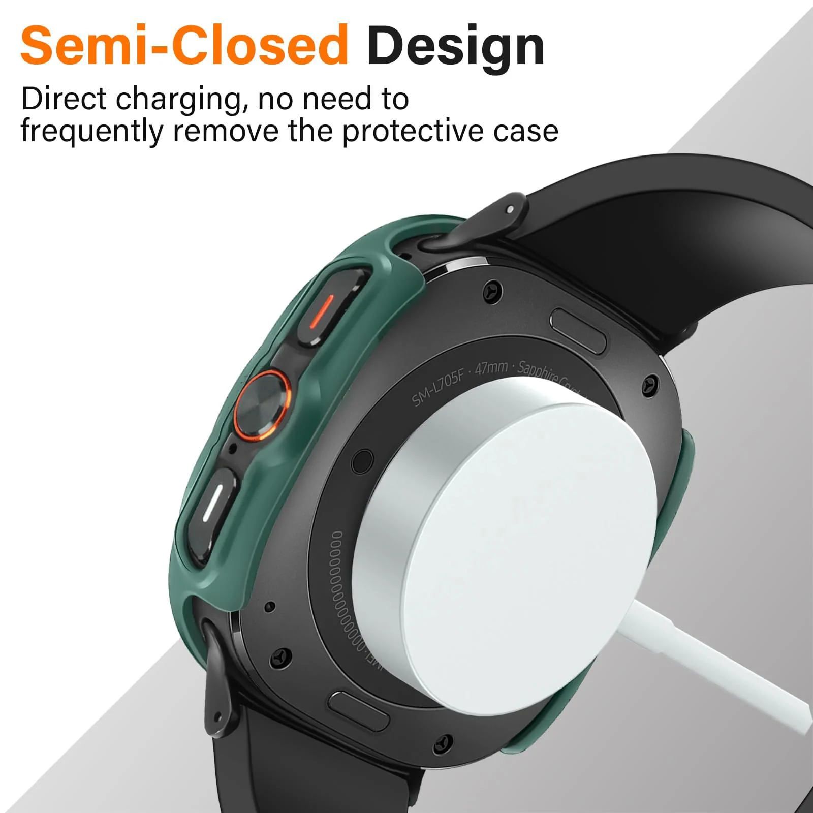 DL3 MOBILAK Full-Coverage Watch Case with Tempered Glass for Samsung Galaxy Watch Ultra 2025 / Galaxy Watch 7 Ultra 2024 47 mm, Green