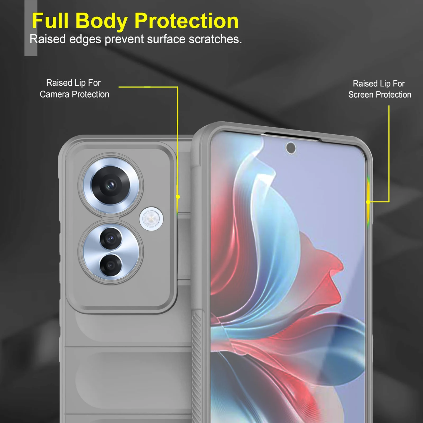 DL3 Mobilak Rugged Protective Case for OPPO Reno 11F / Reno11 F 5G, Camera protection, Shock-absorbing protection, Non-slip grip - Gray