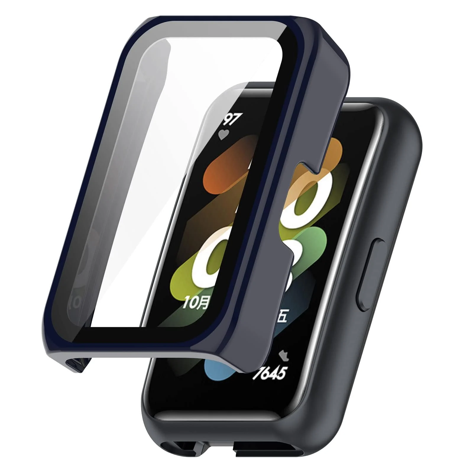DL3 MOBILAK Full-Coverage Watch Case with Tempered Glass for Huawei Band 6 / Honor Band 6 / Band 7, Blue